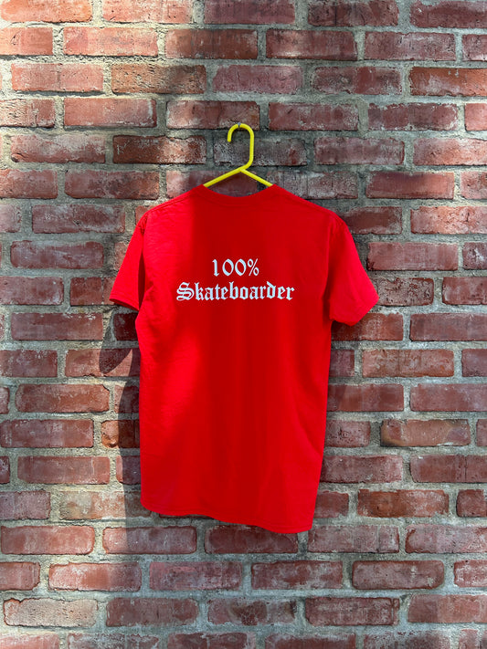 100% Skateboarder Short Sleeve T-Shirt (Red)